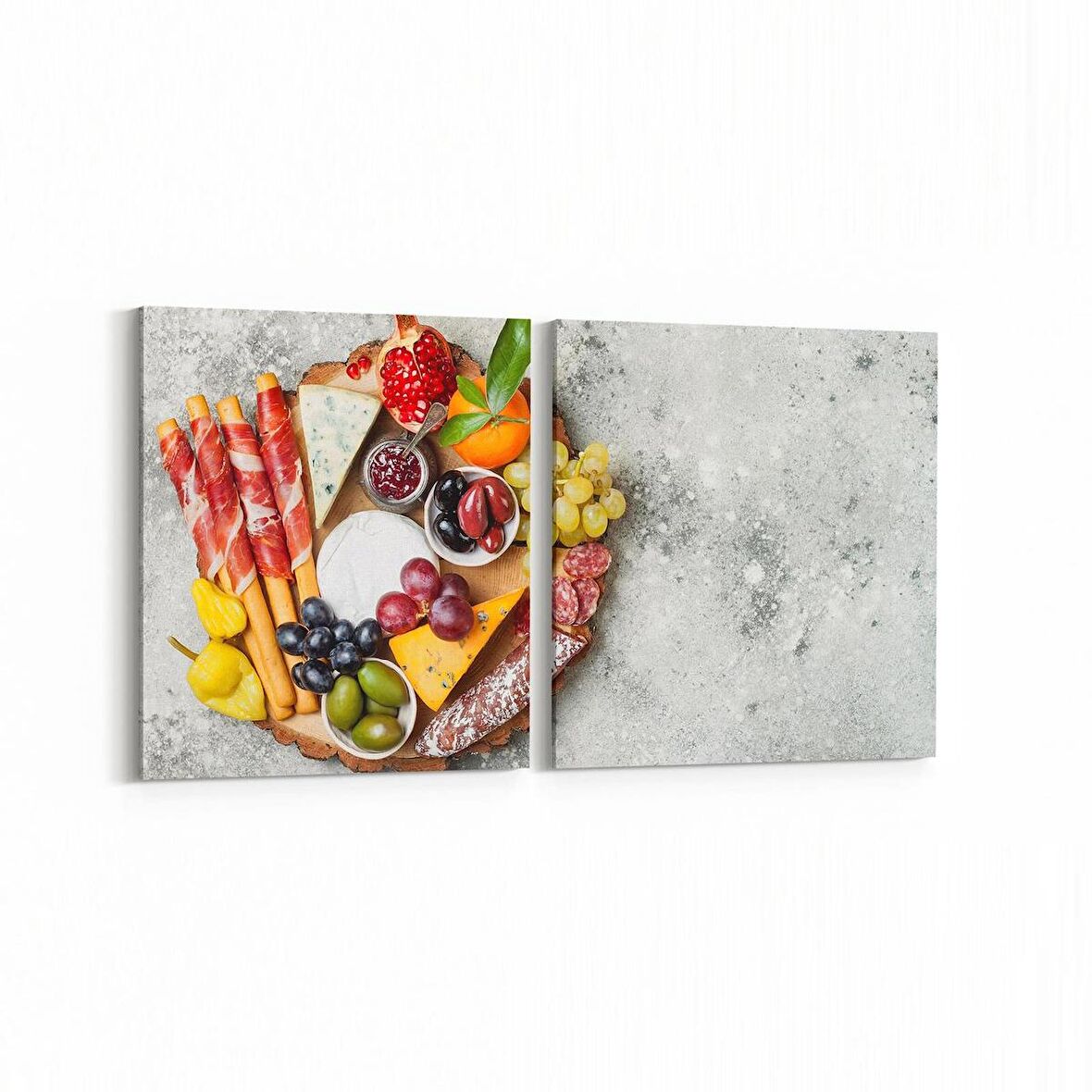Olla 14993K2Y Gıda Görseli Kare 2'li Yatay Kanvas Tablo (Ölçü: 105X50)