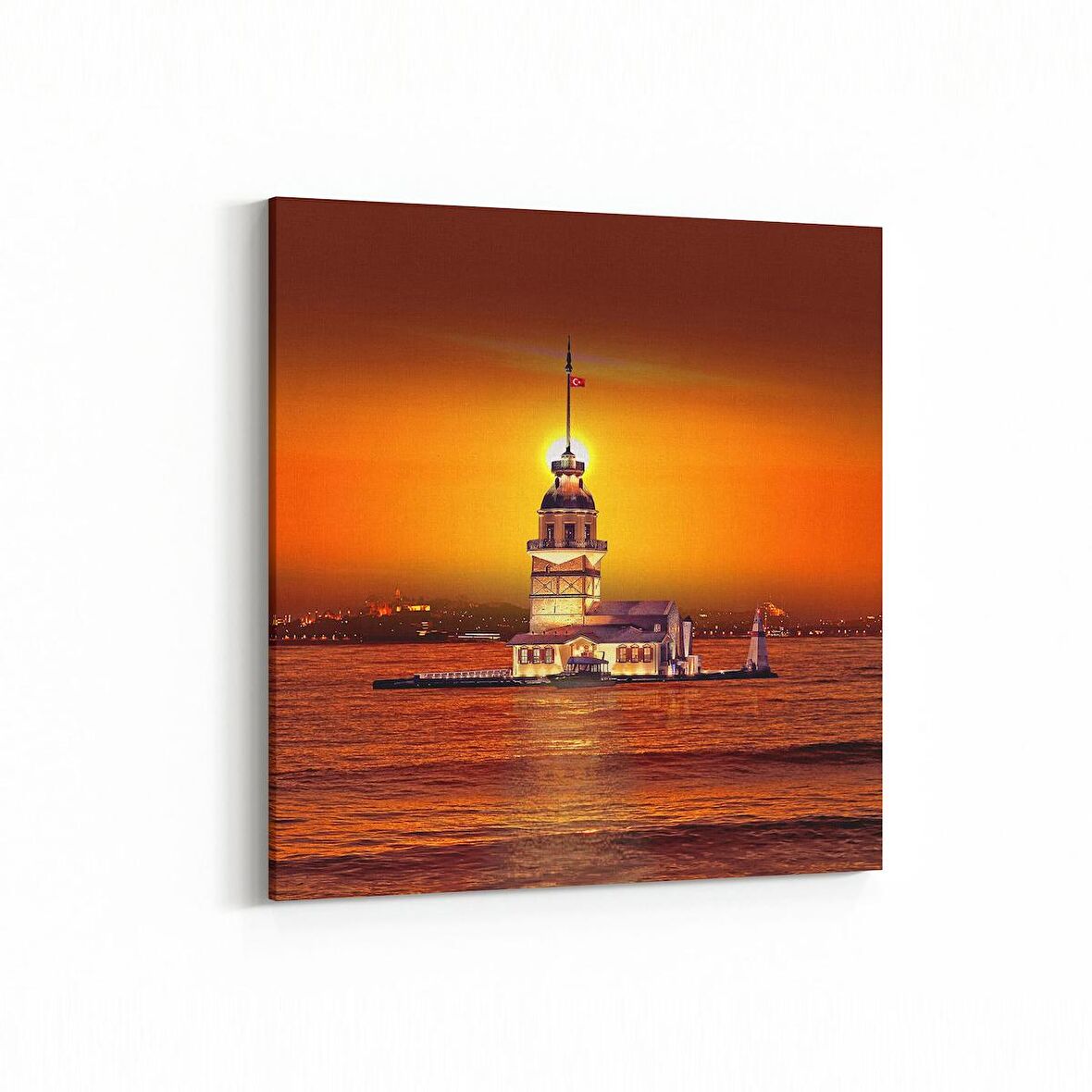 Olla 16085K Günbatımı Görseli Kare Kanvas Tablo (Ölçü: 25X25)