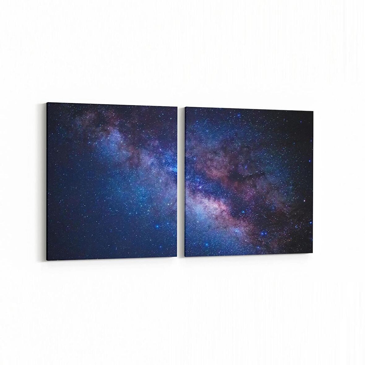 Olla 14719K2Y Gece Gökyüzü Görseli Kare 2'li Yatay Kanvas Tablo (Ölçü: 125X60)