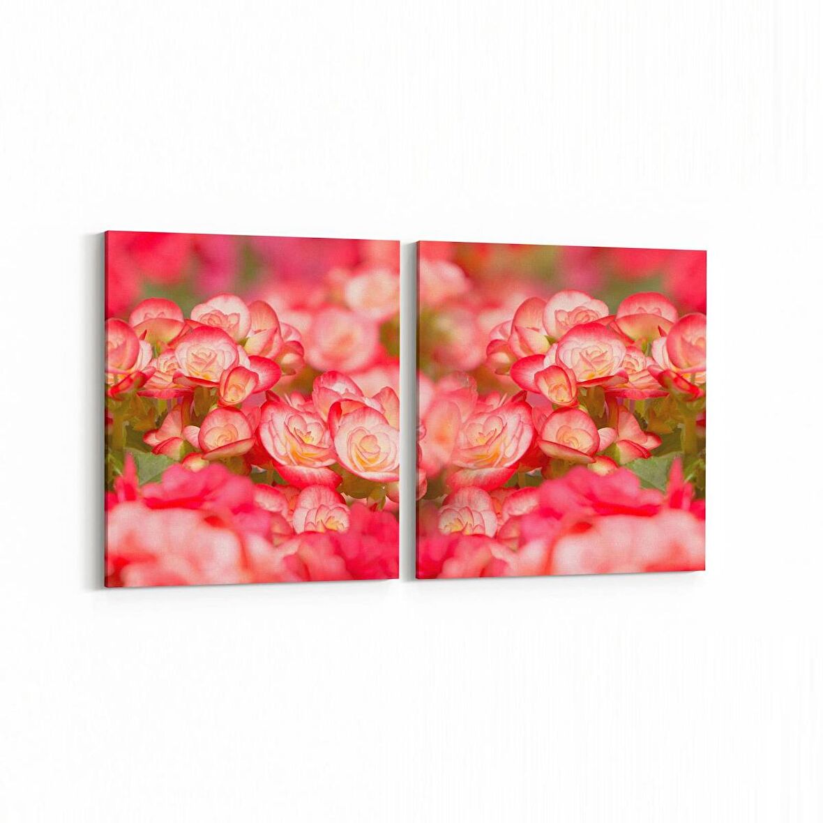 Olla 11635K2Y Çiçek Görseli Kare 2'li Yatay Kanvas Tablo (Ölçü: 85X40)
