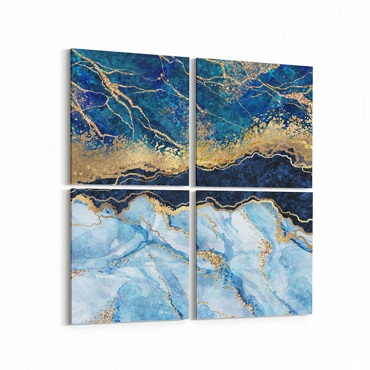 Olla 16674K4 Mermer Desen Görsel Kare 4'lü Kanvas Tablo (Ölçü: 145X145)