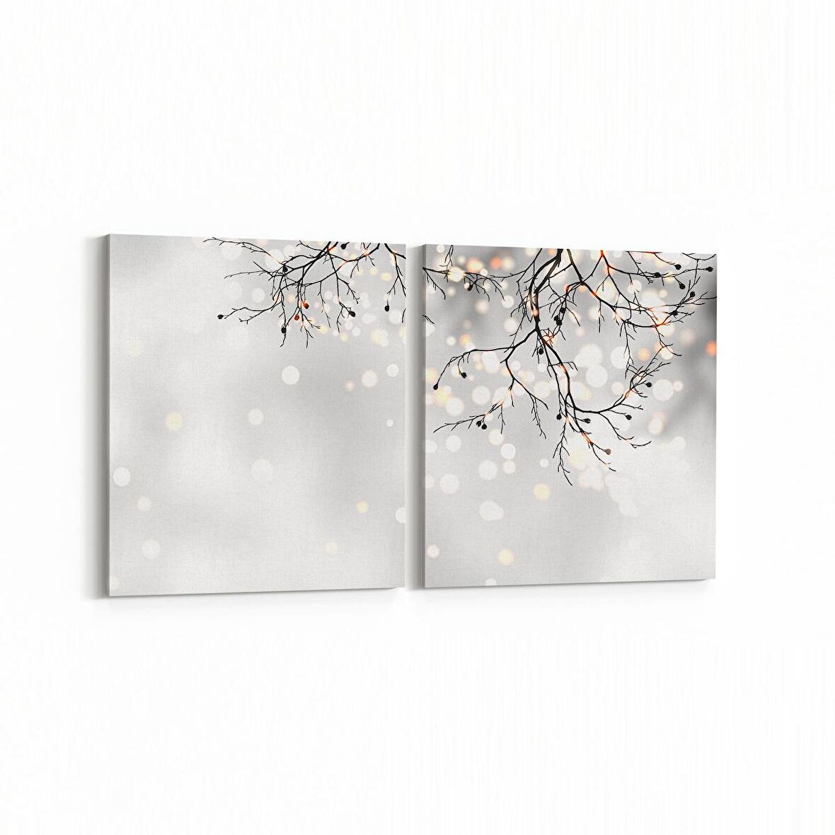 Olla 10810K2Y Ağaç Görseli Kare 2'li Yatay Kanvas Tablo (Ölçü: 125X60)