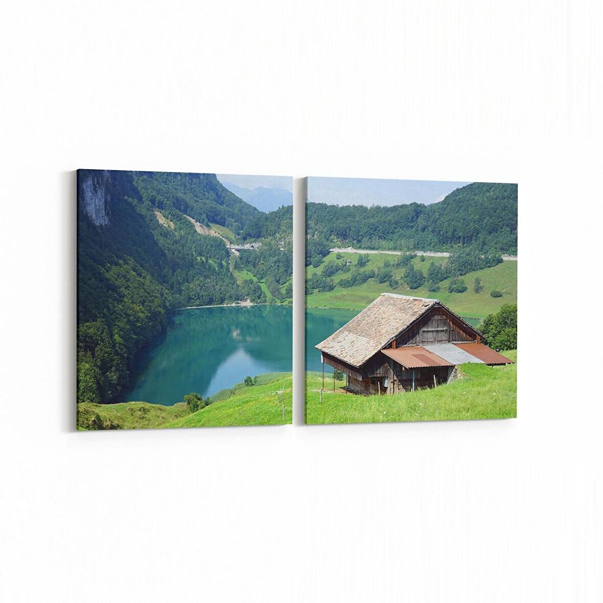 Olla 13945K2Y Doğa / Manzara Görseli Kare 2'li Yatay Kanvas Tablo (Ölçü: 145X70)