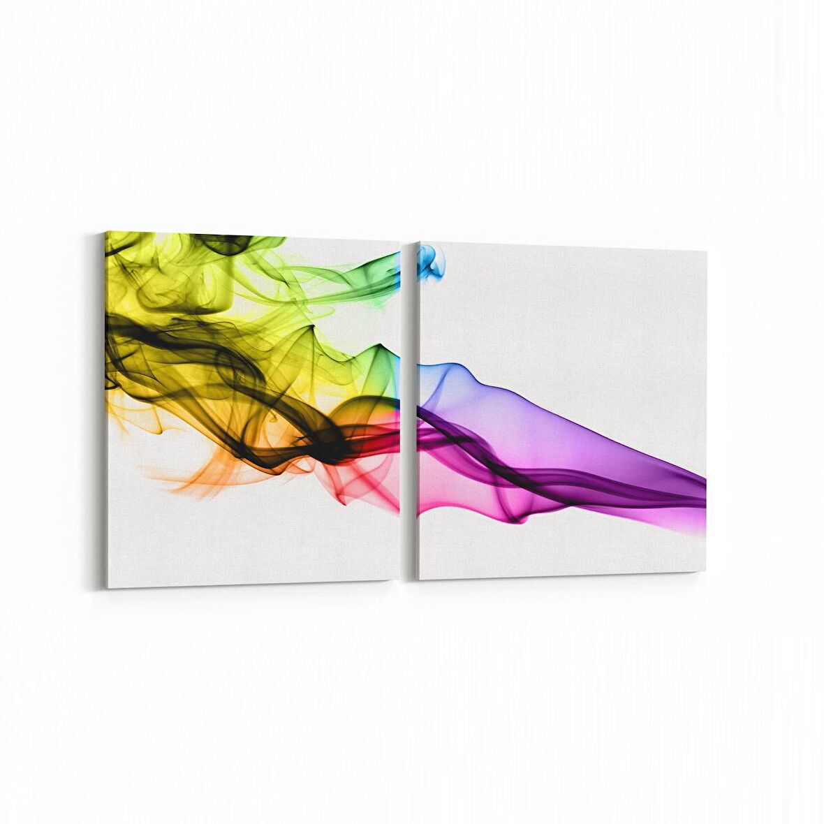 Olla 10169K2Y Abstract Görsel Kare 2'li Yatay Kanvas Tablo (Ölçü: 145X70)