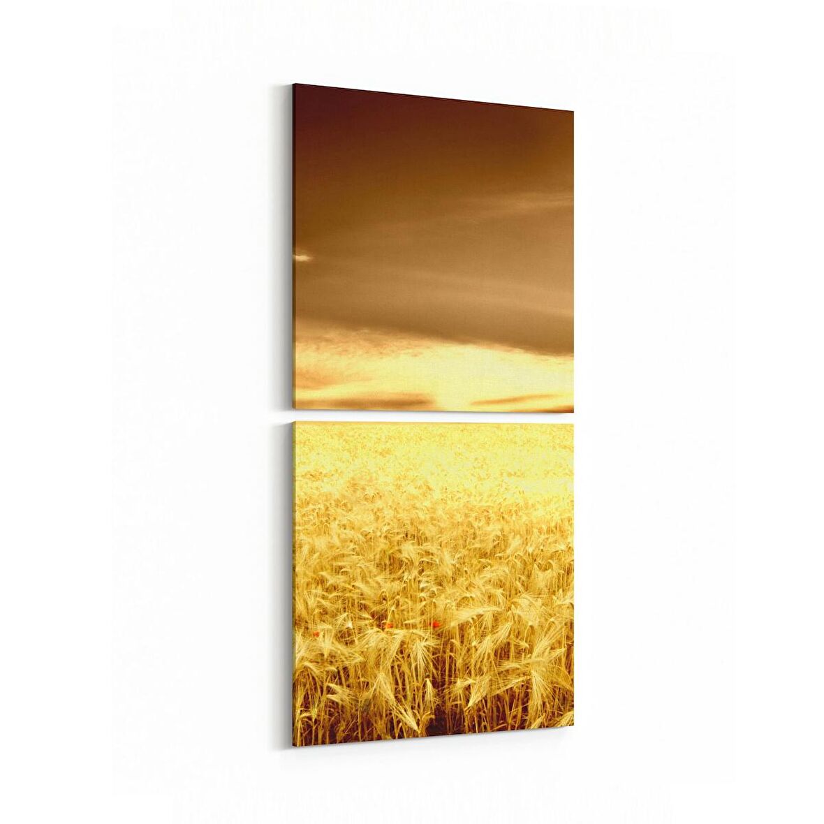 Olla 15895K2D Günbatımı Görseli Kare 2'li Dikey Kanvas Tablo (Ölçü: 30X65)