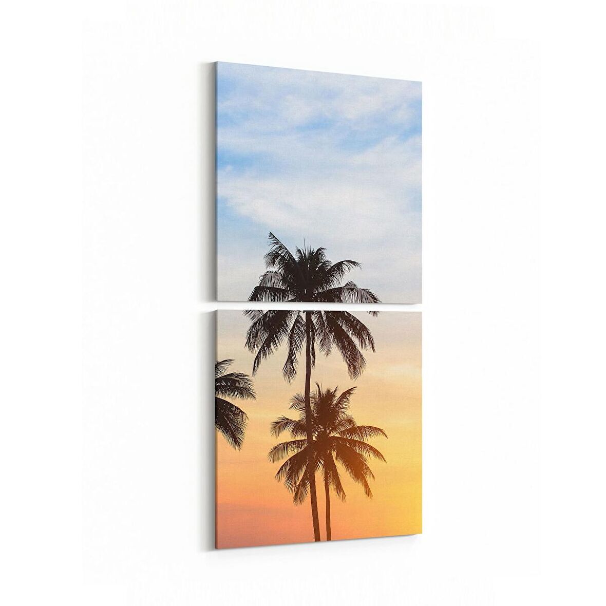 Olla 16031K2D Günbatımı Görseli Kare 2'li Dikey Kanvas Tablo (Ölçü: 30X65)