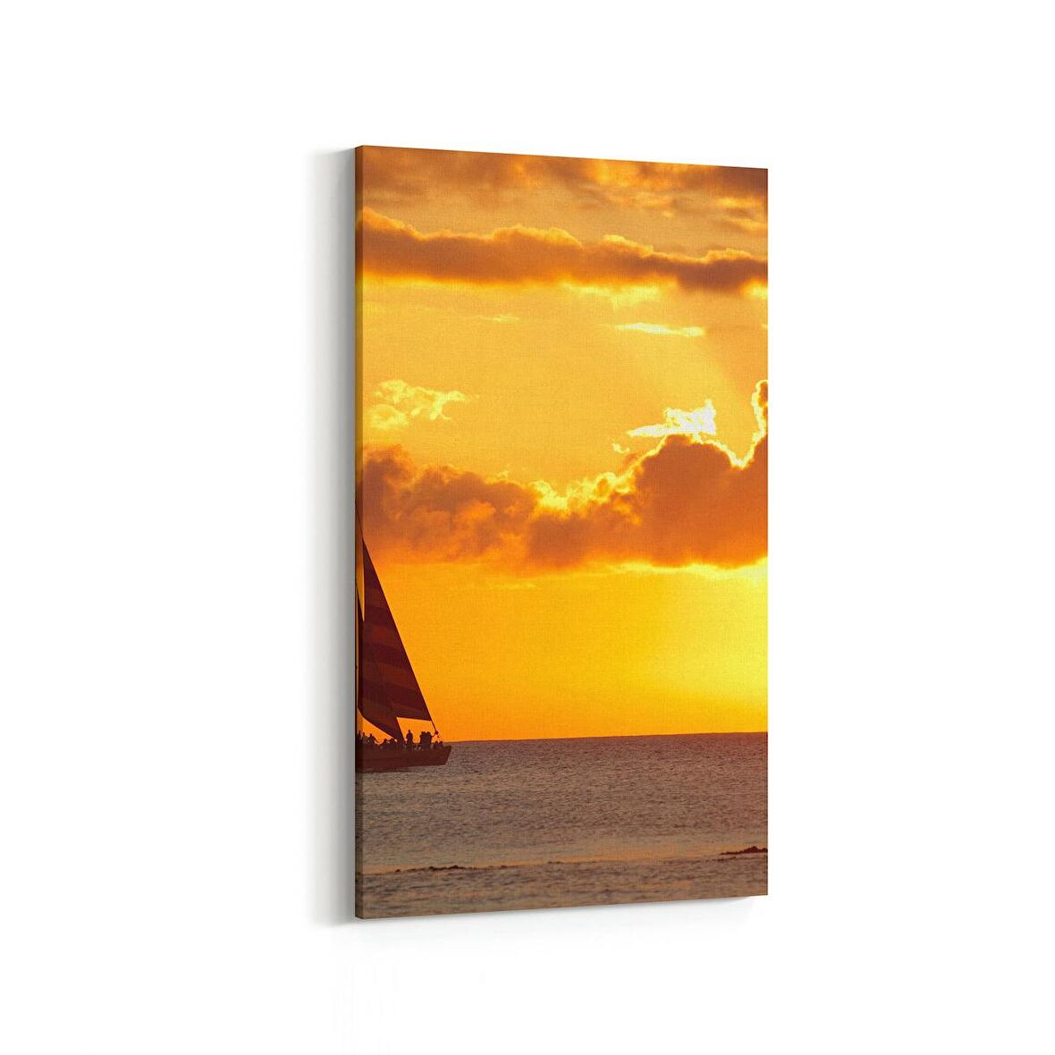 Olla 16133DD Günbatımı Görseli Dikey Dar Kanvas Tablo (Ölçü: 60X120)