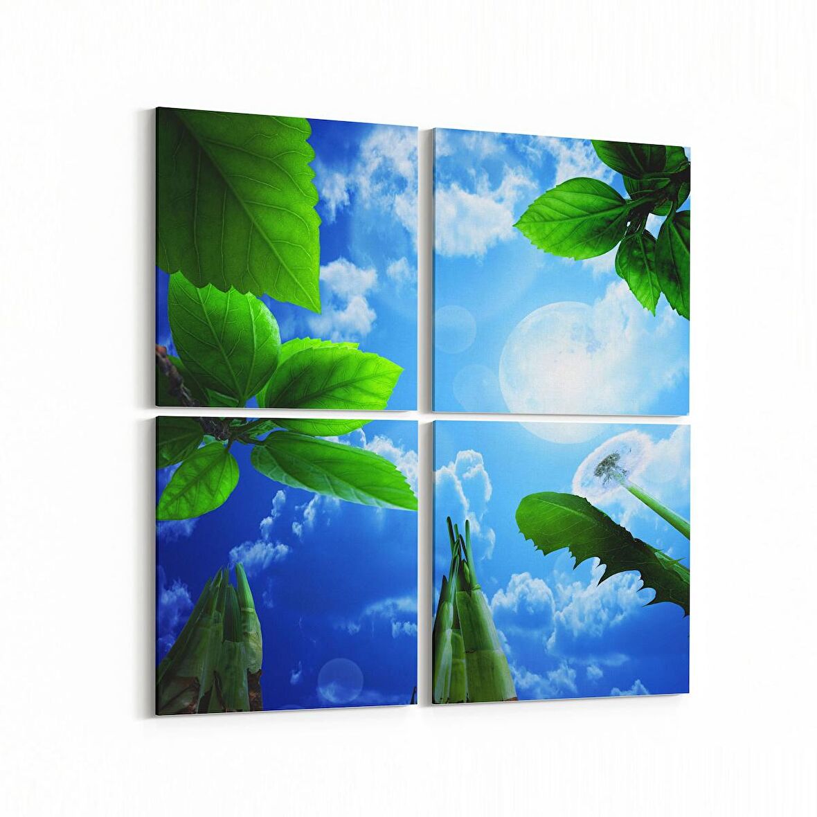 Olla 10719K4 Ağaç Görseli Kare 4'lü Kanvas Tablo (Ölçü: 145X145)