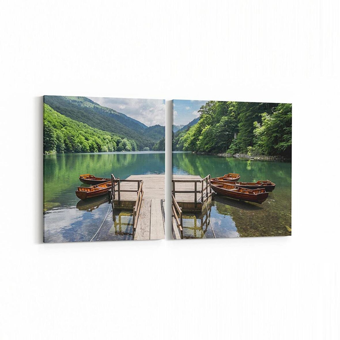 Olla 13877K2Y Doğa / Manzara Görseli Kare 2'li Yatay Kanvas Tablo (Ölçü: 145X70)