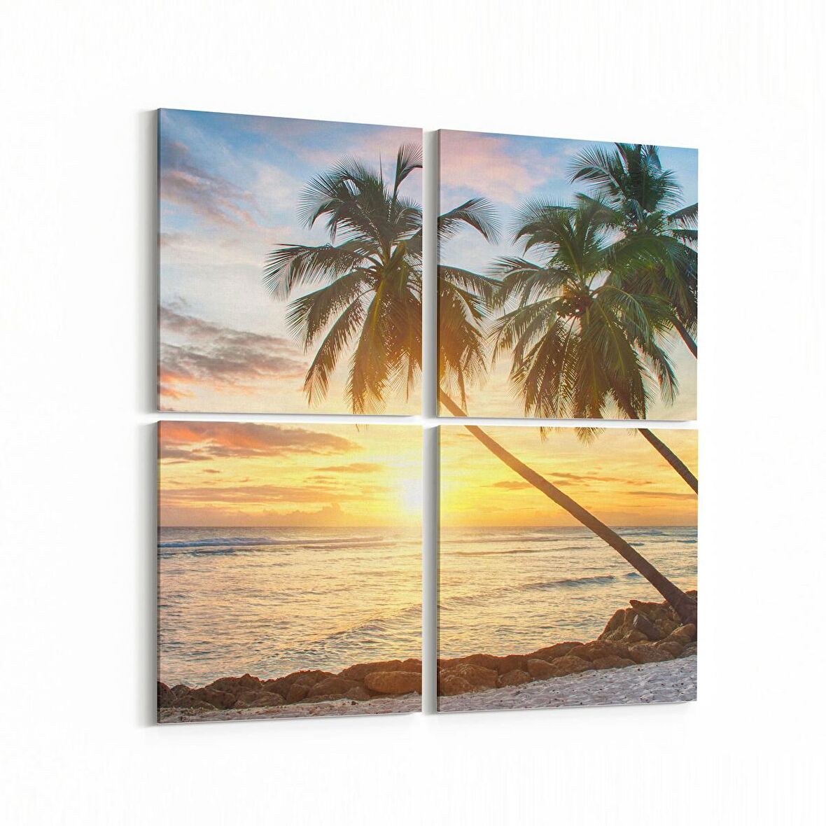 Olla 15984K4 Günbatımı Görseli Kare 4'lü Kanvas Tablo (Ölçü: 145X145)