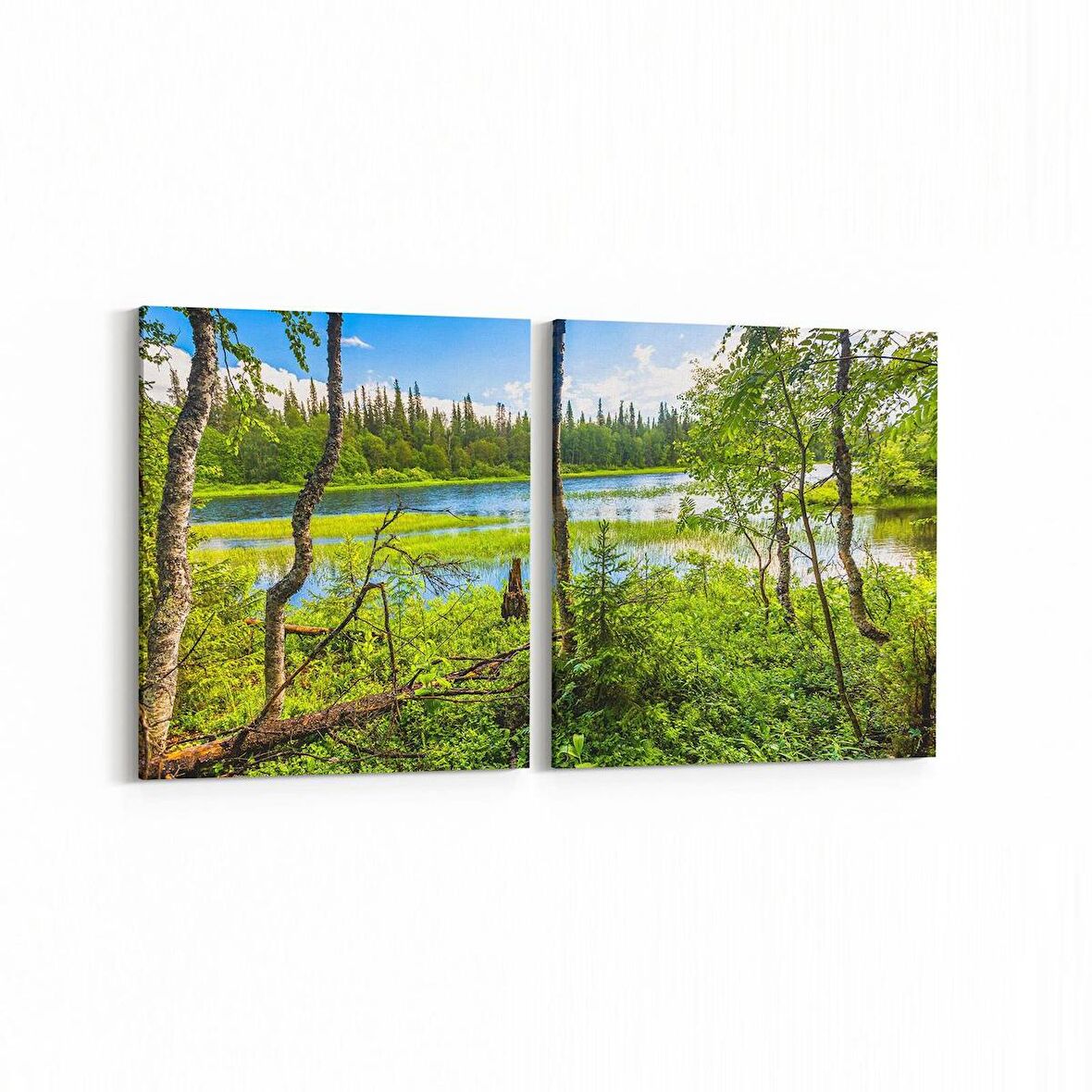 Olla 14248K2Y Doğa / Manzara Görseli Kare 2'li Yatay Kanvas Tablo (Ölçü: 125X60)