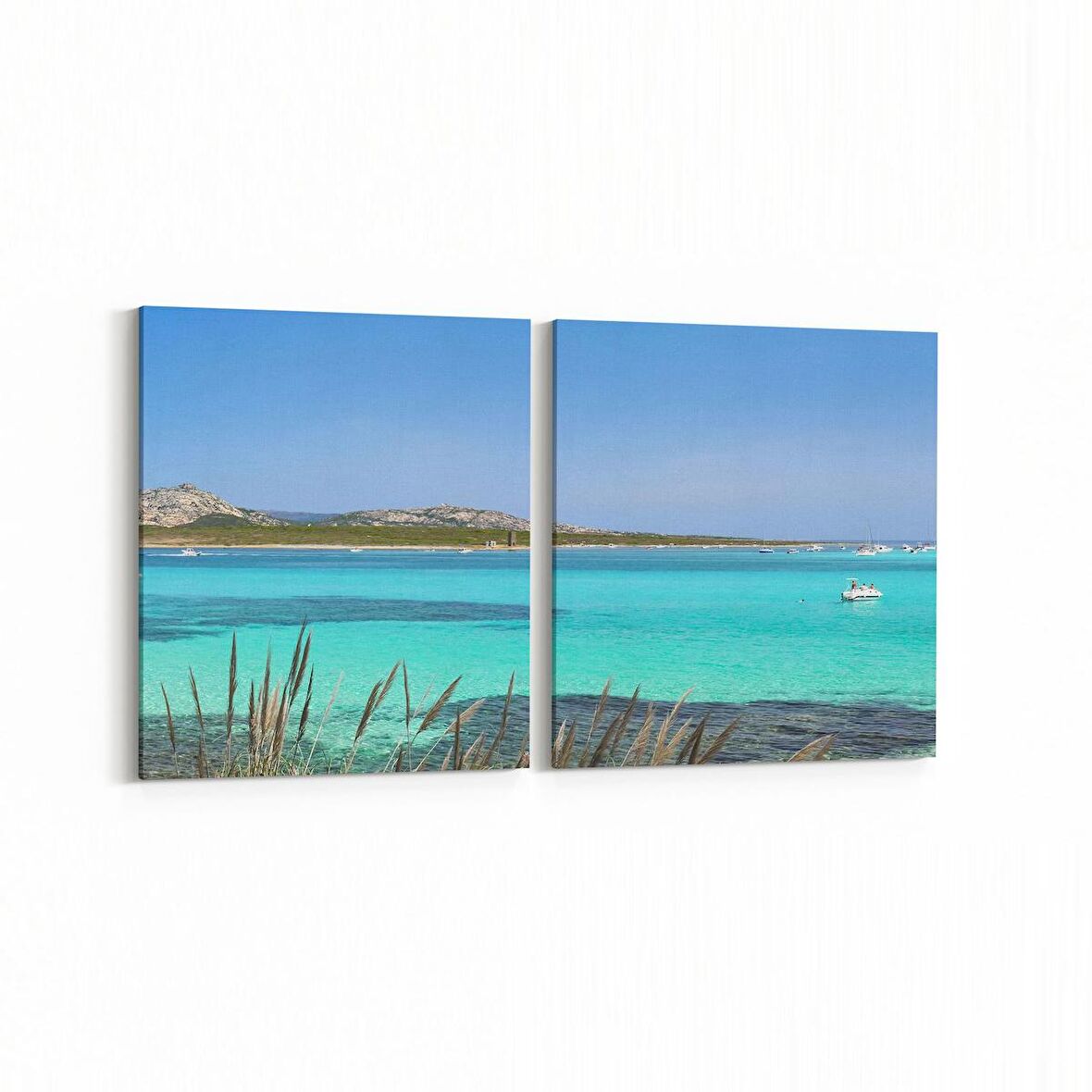 Olla 16423K2Y Kumsal / Sahil Görseli Kare 2'li Yatay Kanvas Tablo (Ölçü: 145X70)