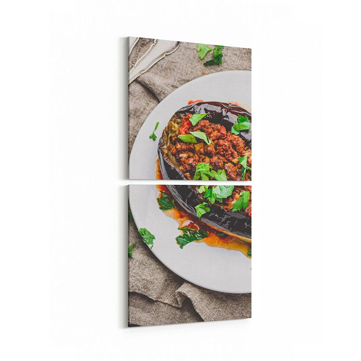 Olla 15093K2D Gıda Görseli 2'li Dikey Kanvas Tablo (Ölçü: 30X65)