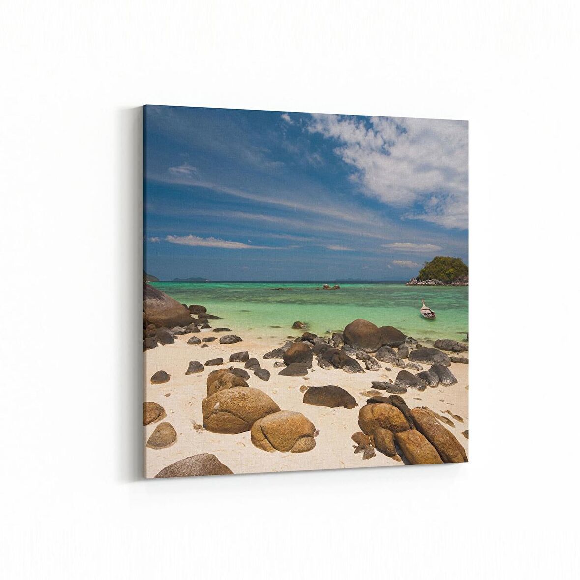 Olla 16611K Kumsal / Sahil Görseli Kare Kanvas Tablo (Ölçü: 60X60)