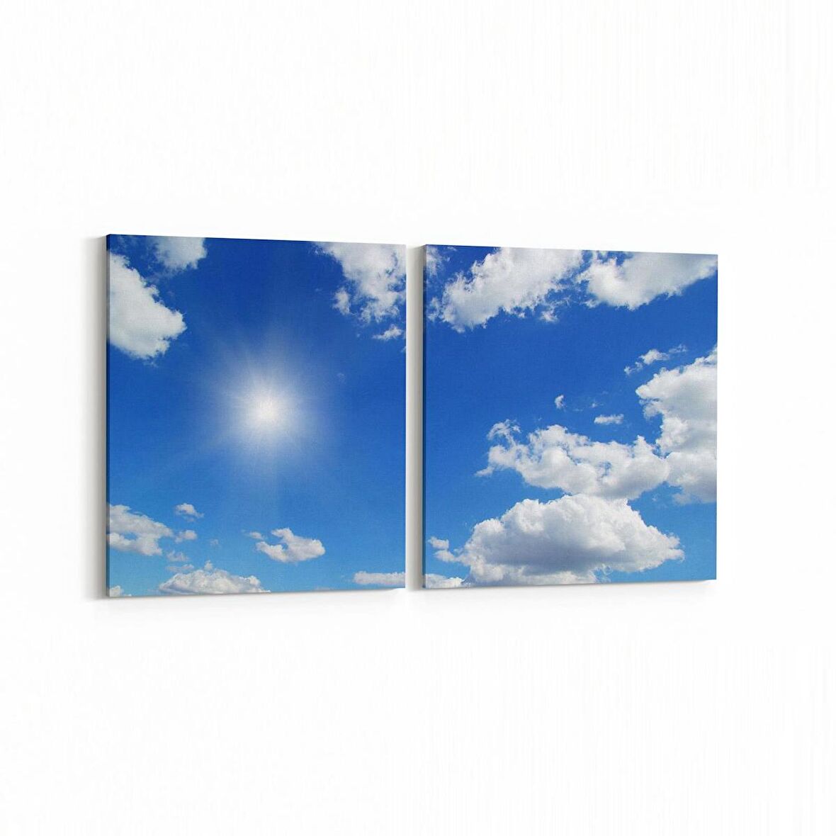 Olla 15805K2Y Gökyüzü Bulut Görseli Kare 2'li Yatay Kanvas Tablo (Ölçü: 125X60)