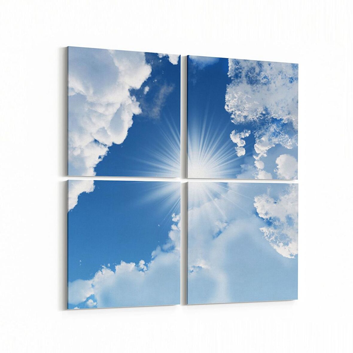 Olla 15756K4 Gökyüzü Bulut Görseli Kare 4'lü Kanvas Tablo (Ölçü: 125X125)