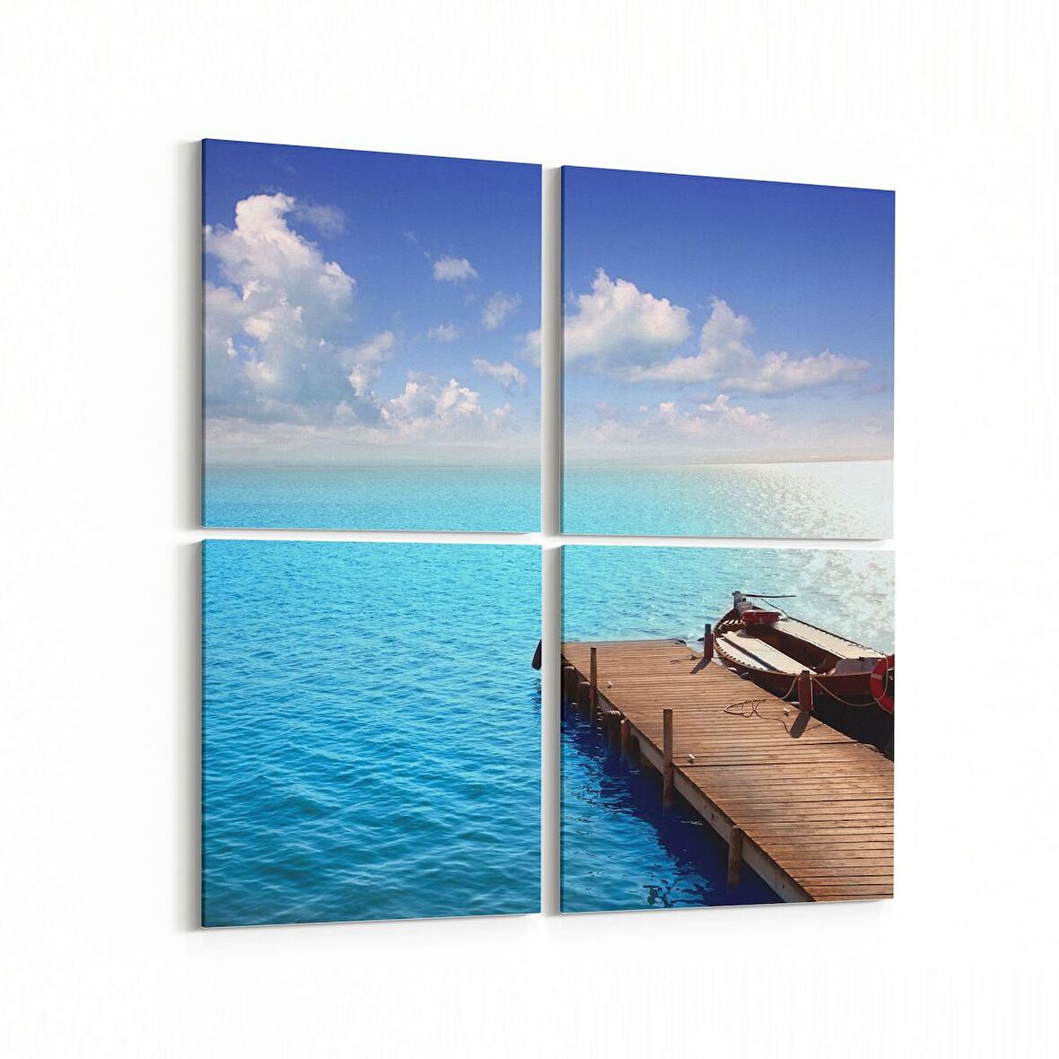 Olla 16626K4 Kumsal / Sahil Görseli Kare 4'lü Kanvas Tablo (Ölçü: 145X145)