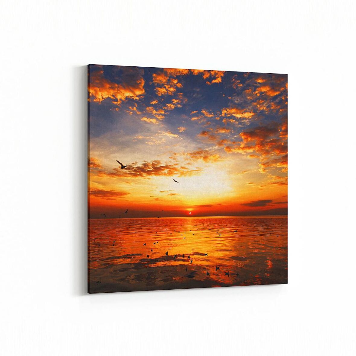 Olla 15932K Günbatımı Görseli Kare Kanvas Tablo (Ölçü: 30X30)