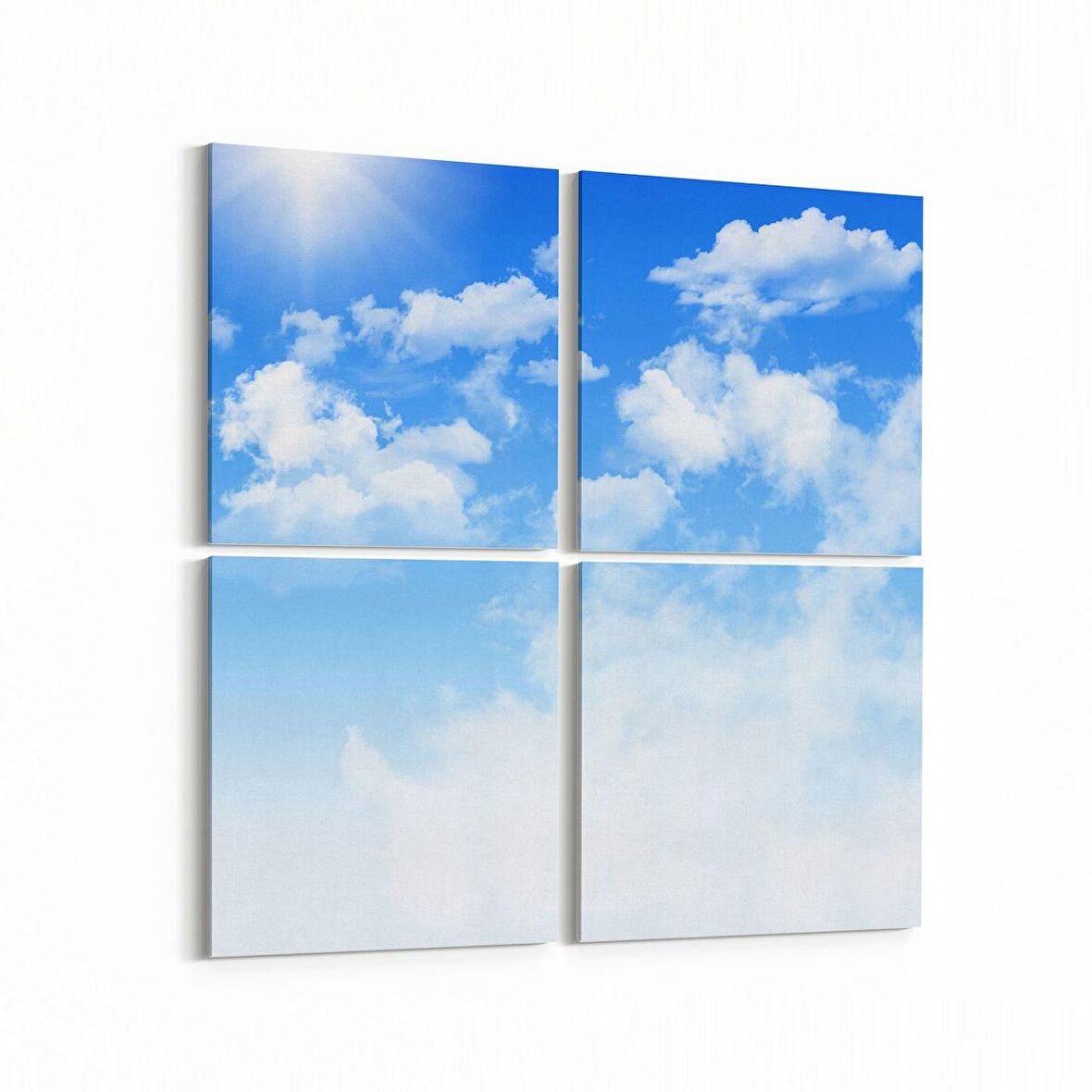 Olla 15768K4 Gökyüzü Bulut Görseli Kare 4'lü Kanvas Tablo (Ölçü: 145X145)