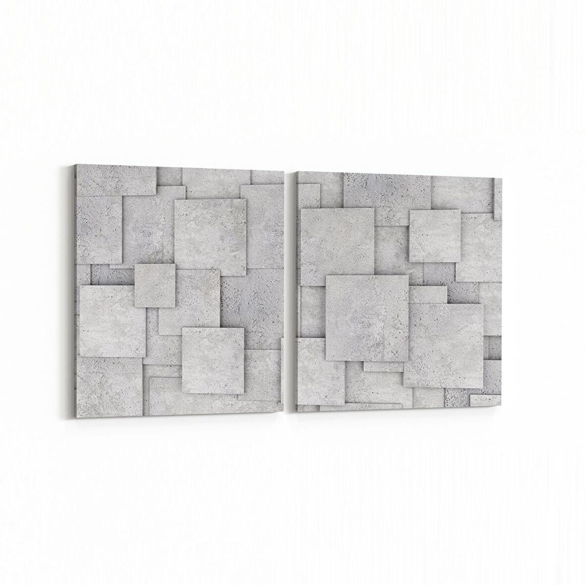 Olla 12443K2Y Beton Görseli Kare 2'li Yatay Kanvas Tablo (Ölçü: 65X30)