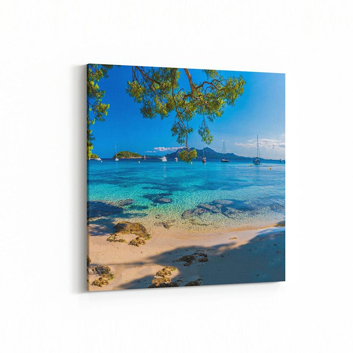 Olla 16356K Kumsal / Sahil Görseli Kare Kanvas Tablo (Ölçü: 25X25)