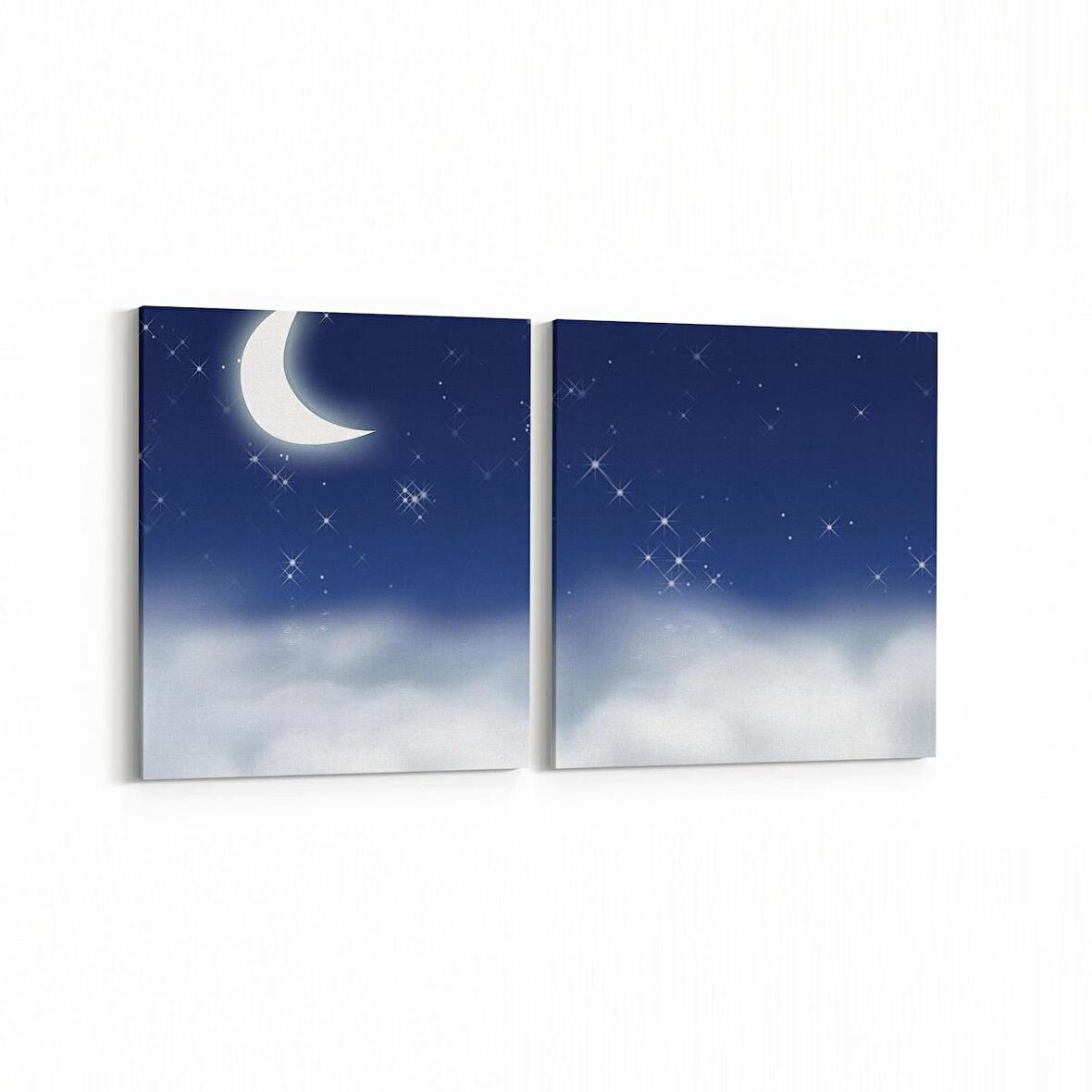 Olla 14691K2Y Gece Gökyüzü Görseli Kare 2'li Yatay Kanvas Tablo (Ölçü: 125X60)