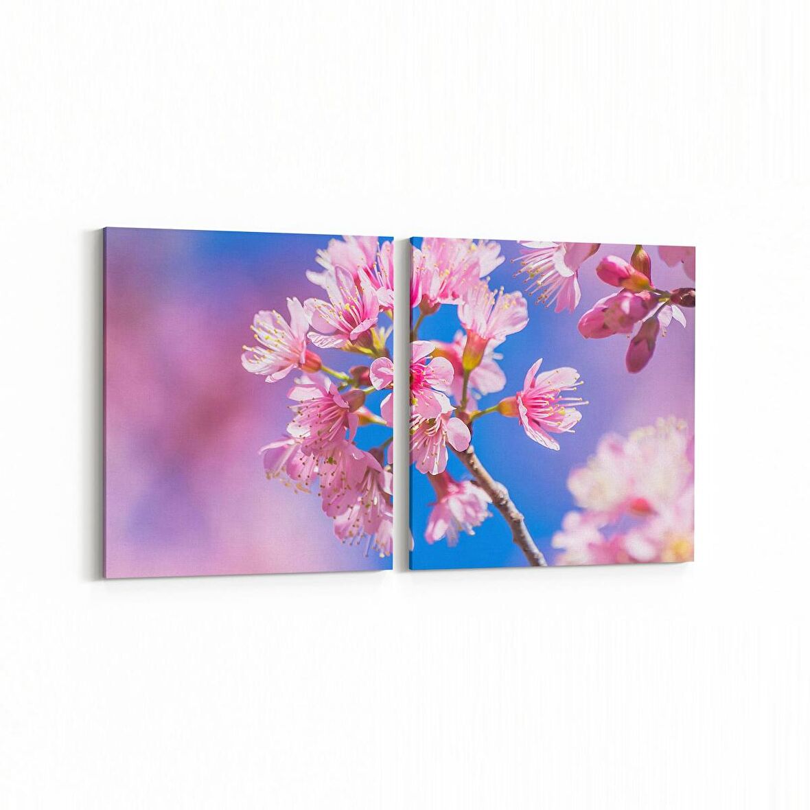 Olla 10919K2Y Ağaç Görseli Kare 2'li Yatay Kanvas Tablo (Ölçü: 105X50)