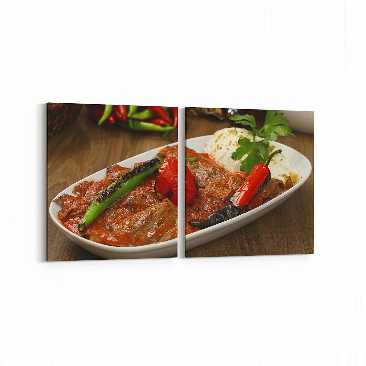 Olla 15058K2Y Gıda Görseli Kare 2'li Yatay Kanvas Tablo (Ölçü: 105X50)