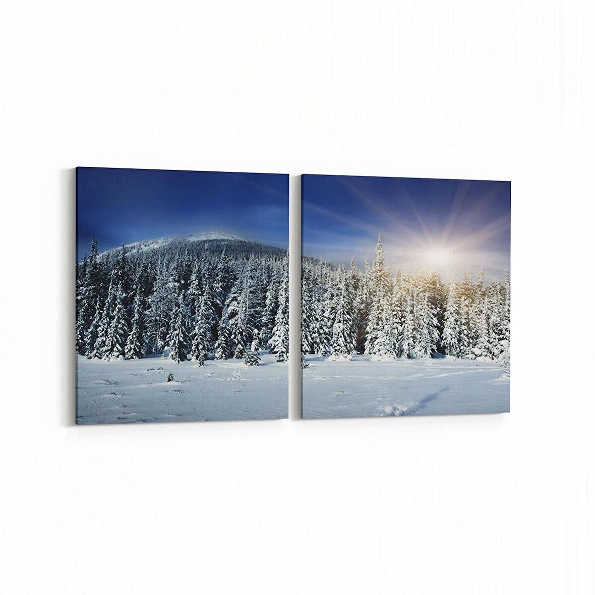 Olla 16127K2Y Günbatımı Görseli Kare 2'li Yatay Kanvas Tablo (Ölçü: 145X70)