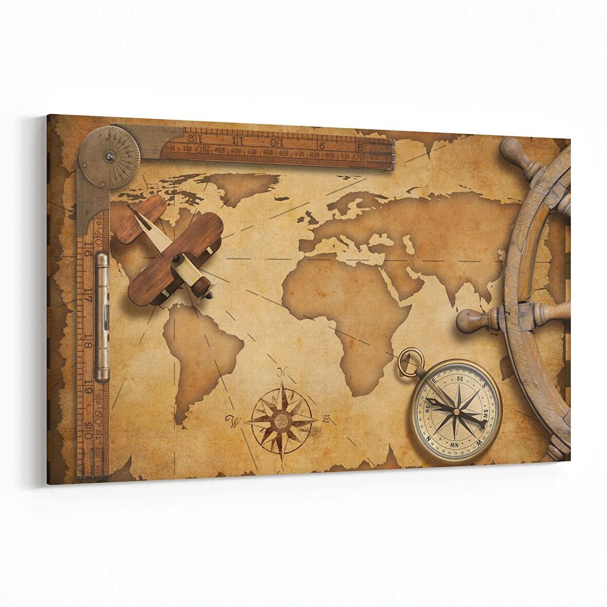 Olla 16224Y Harita Görseli Yatay Kanvas Tablo (Ölçü: 30X20)