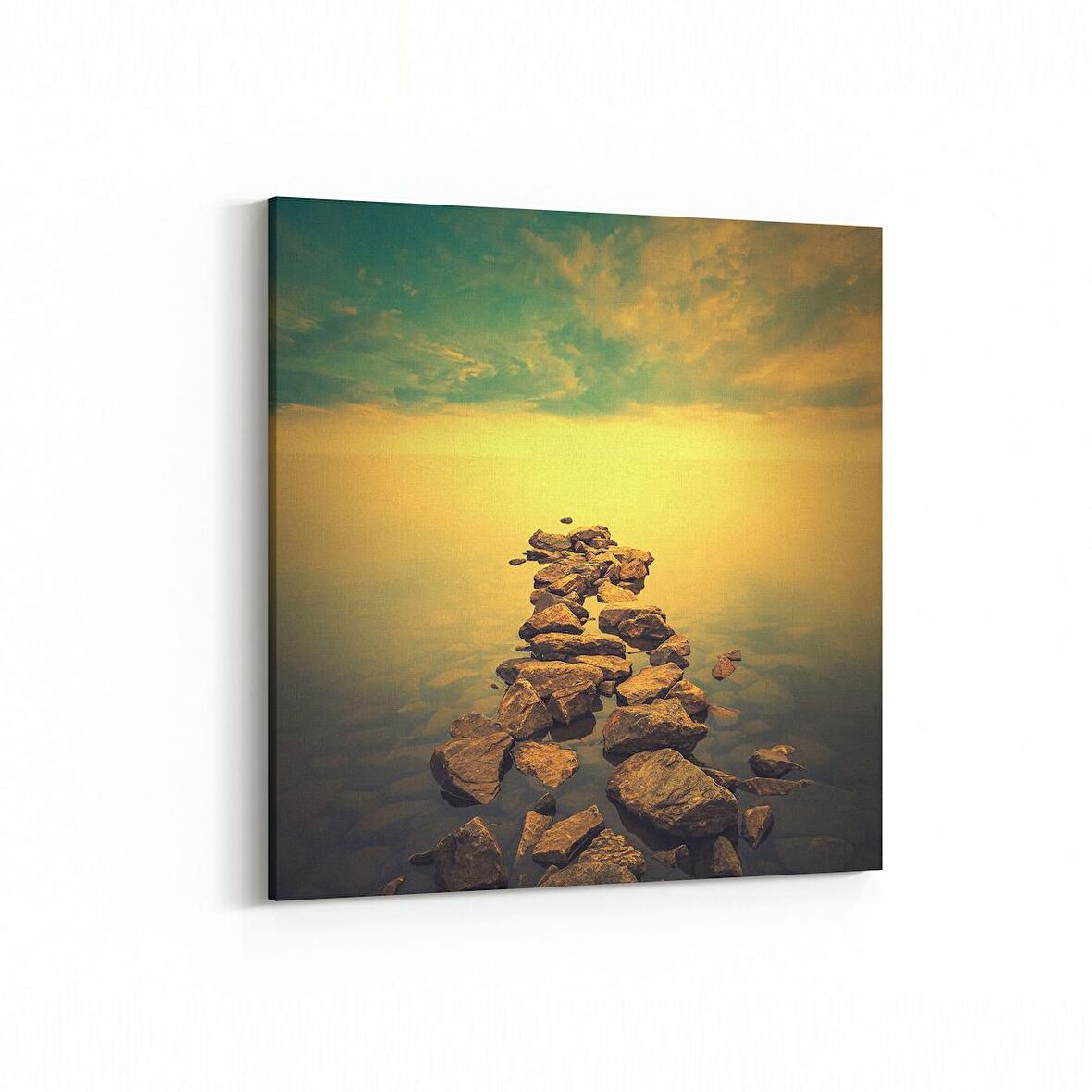 Olla 15963K Günbatımı Görseli Kare Kanvas Tablo (Ölçü: 25X25)