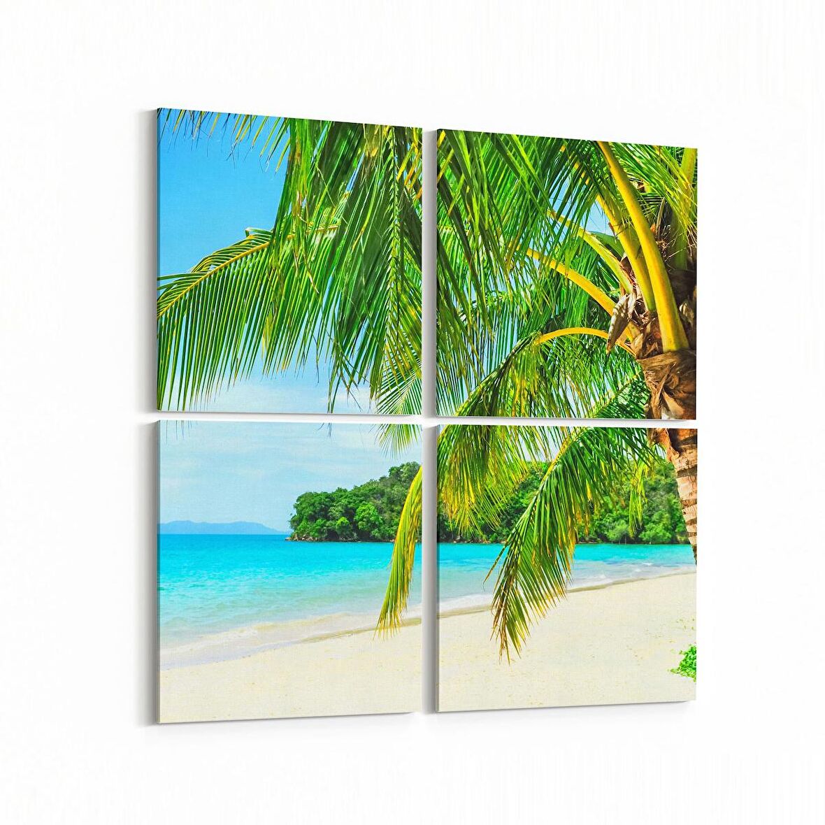 Olla 16486K4 Kumsal / Sahil Görseli Kare 4'lü Kanvas Tablo (Ölçü: 145X145)