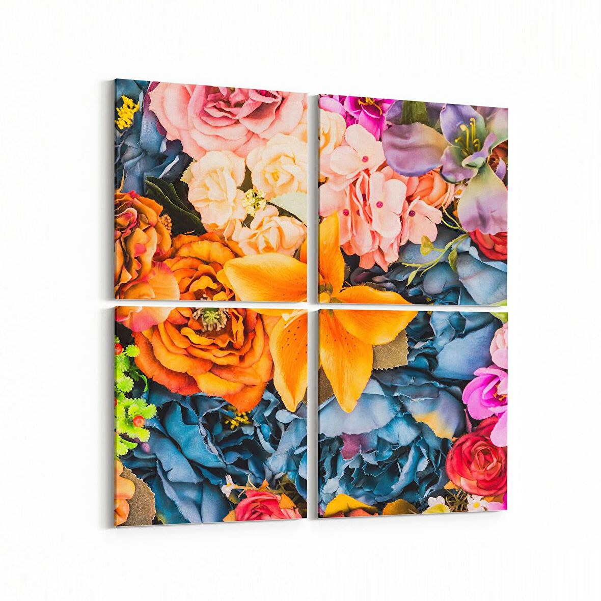 Olla 11586K4 Çiçek Görseli Kare 4'lü Kanvas Tablo (Ölçü: 145X145)