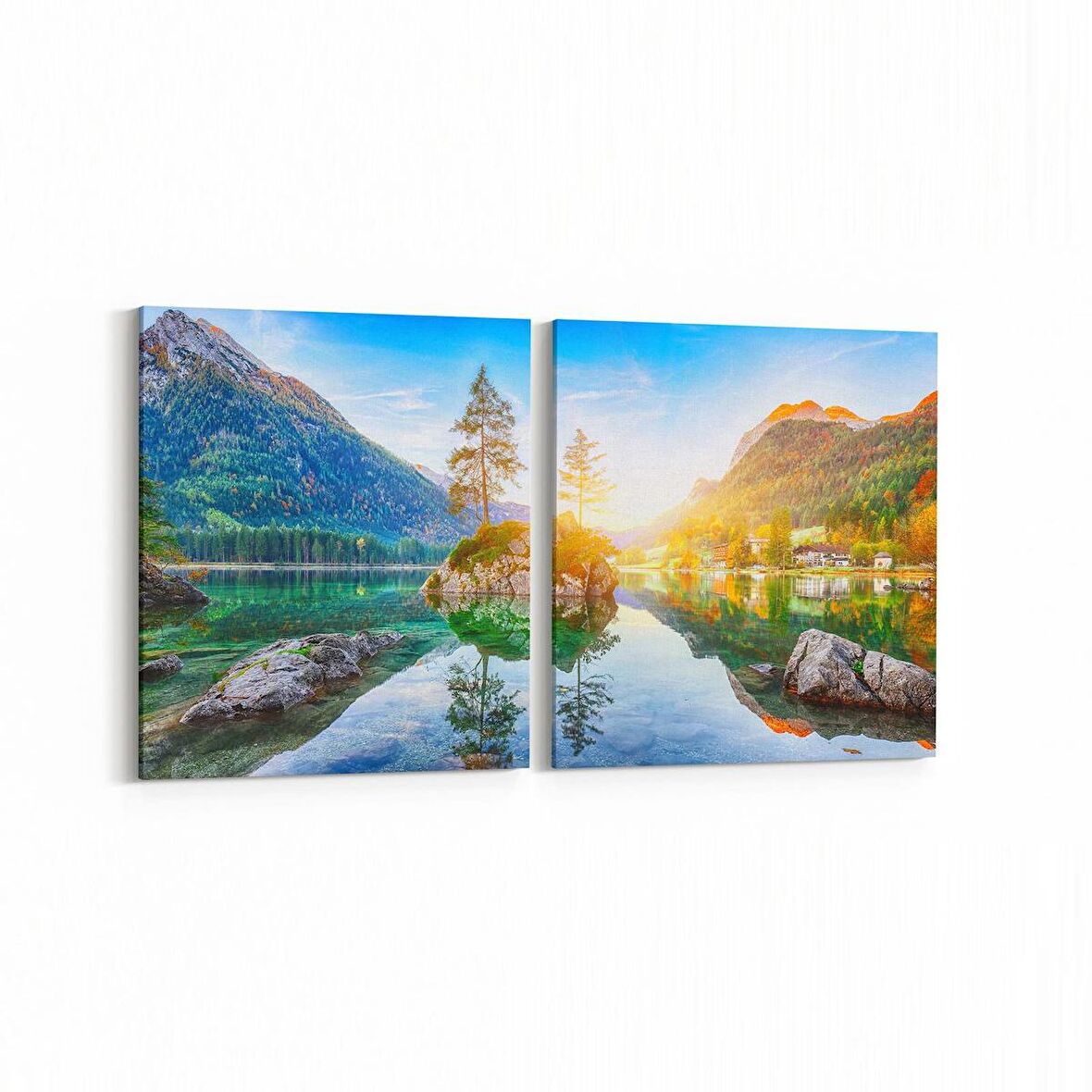 Olla 13333K2Y Doğa / Manzara Görseli Kare 2'li Yatay Kanvas Tablo (Ölçü: 65X30)