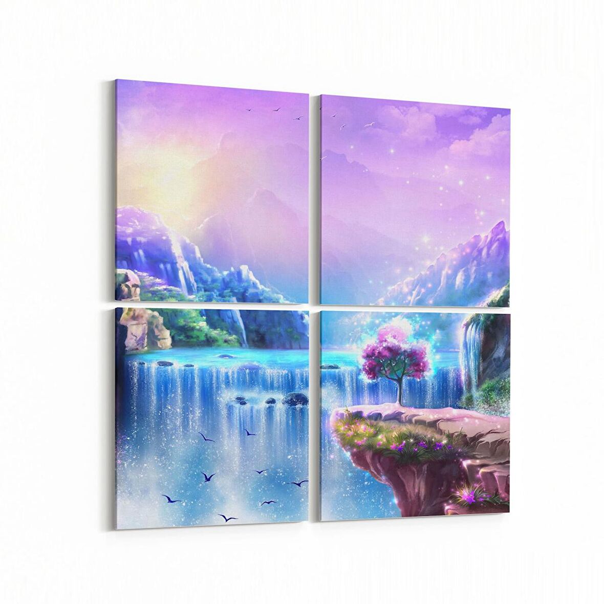 Olla 13168K4 Doğa / Manzara Görseli Kare 4'lü Kanvas Tablo (Ölçü: 145X145)