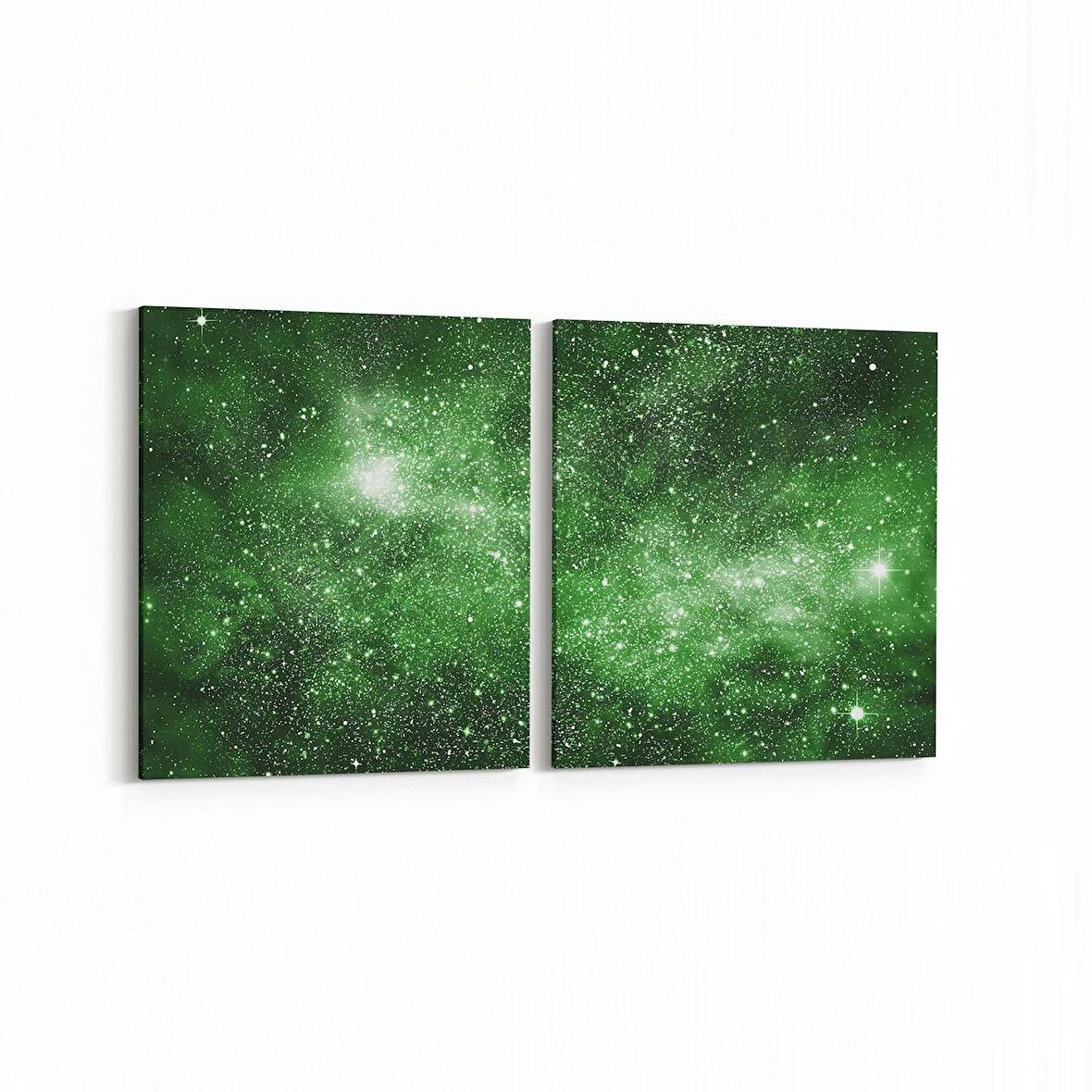 Olla 14757K2Y Gece Gökyüzü Görseli Kare 2'li Yatay Kanvas Tablo (Ölçü: 85X40)