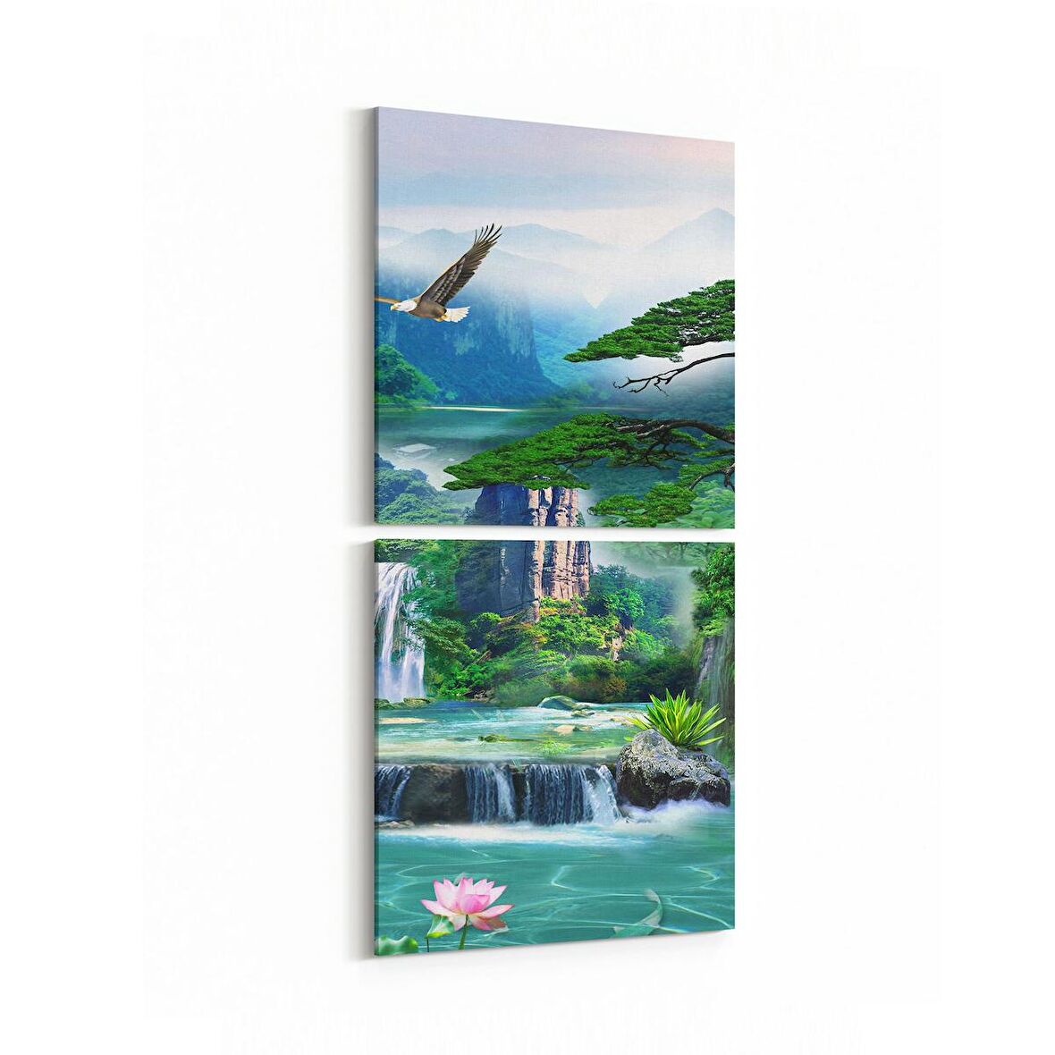 Olla 13541K2D Doğa / Manzara Görseli Kare 2'li Dikey Kanvas Tablo (Ölçü: 30X65)