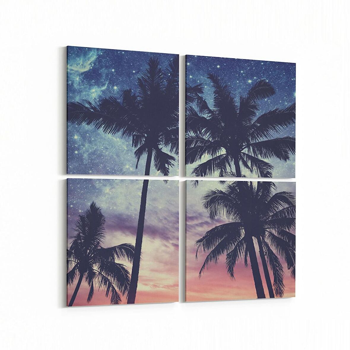 Olla 16055K4 Günbatımı Görseli Kare 4'lü Kanvas Tablo (Ölçü: 145X145)