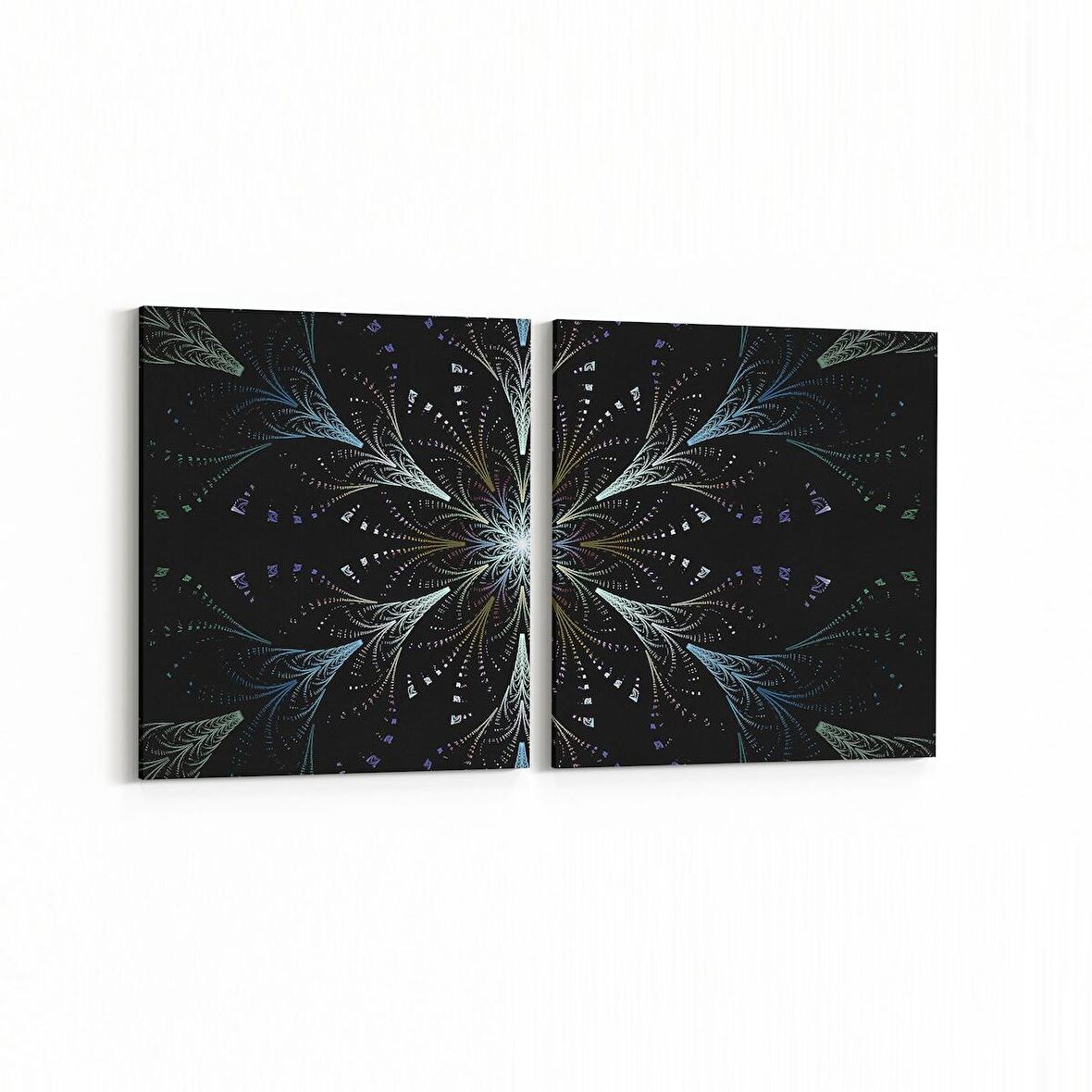 Olla 10383K2Y Abstract Görsel Kare 2'li Yatay Kanvas Tablo (Ölçü: 105X50)