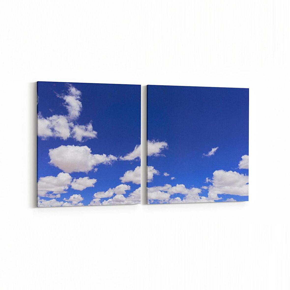 Olla 15685K2Y Gökyüzü Bulut Görseli Kare 2'li Yatay Kanvas Tablo (Ölçü: 125X60)