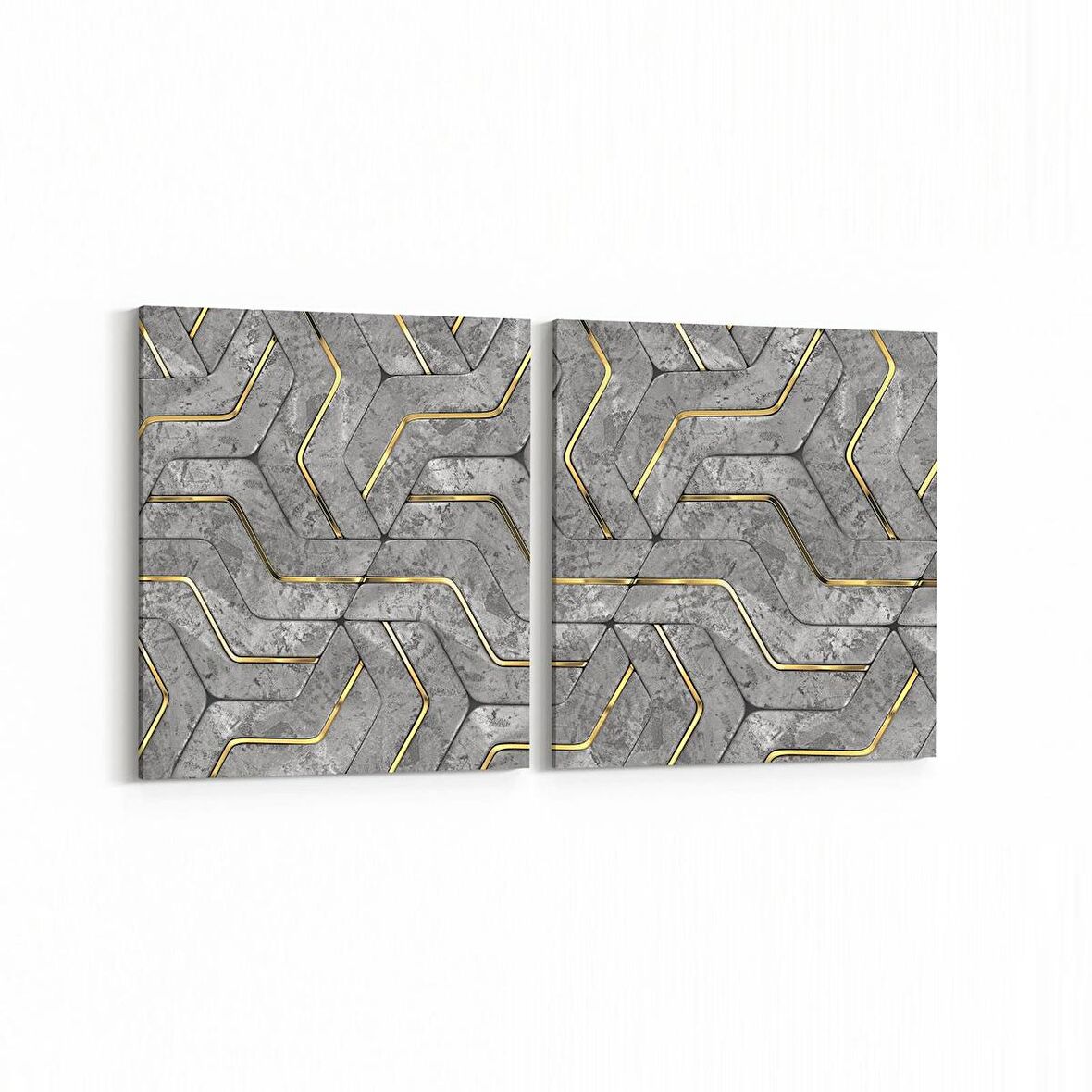 Olla 14954K2Y Geometrik Desen Görseli Kare 2'li Yatay Kanvas Tablo (Ölçü: 65X30)