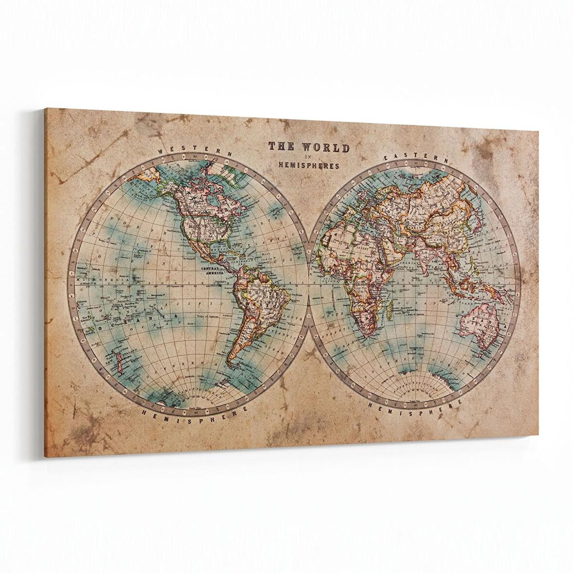 Olla 16158Y Harita Görseli Yatay Kanvas Tablo (Ölçü: 45X30)