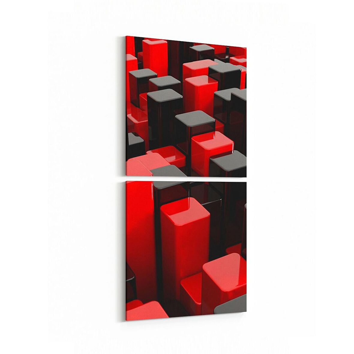 Olla 10050K2D Abstract 3 Boyut Görsel Kare 2'li Dikey Kanvas Tablo (Ölçü: 30X65)