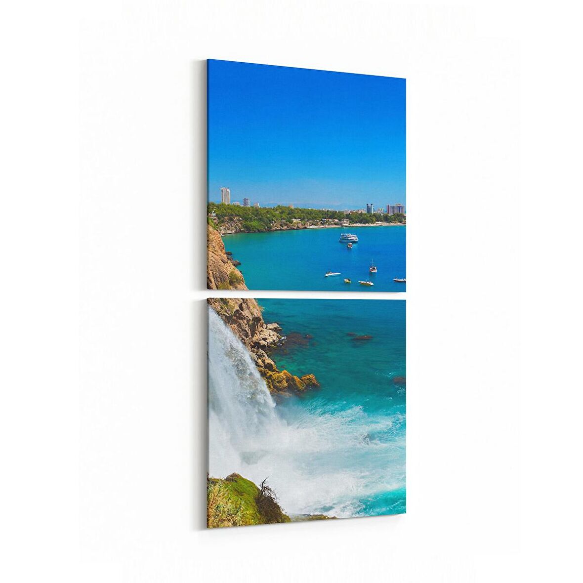 Olla 16633K2D Kumsal / Sahil Görseli Kare 2'li Dikey Kanvas Tablo (Ölçü: 30X65)