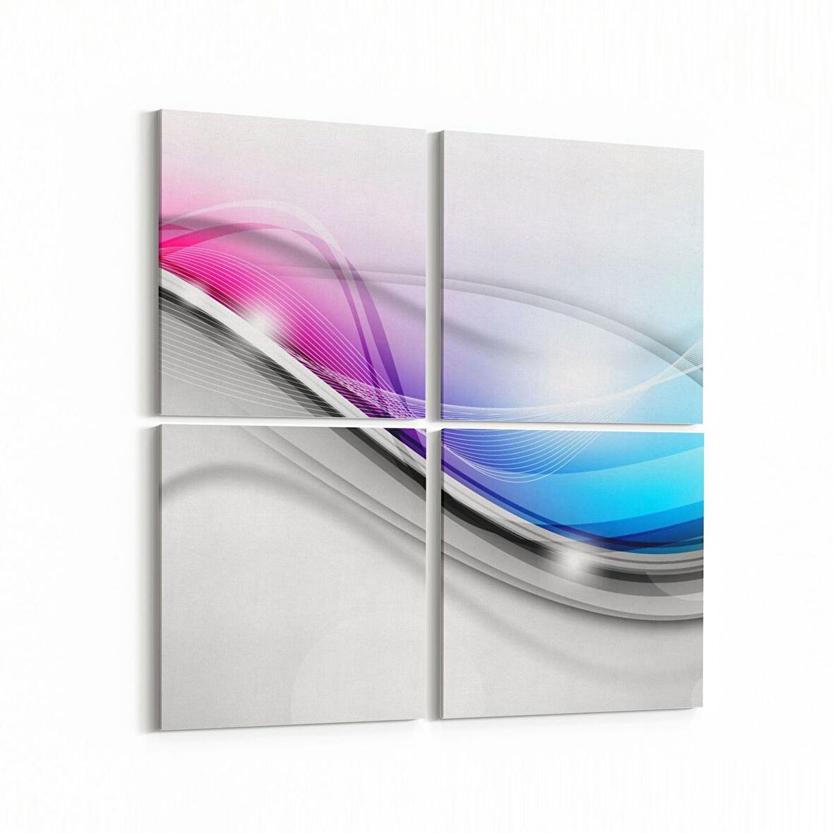 Olla 10063K4 Abstract Görsel Kare 4'lü Kanvas Tablo (Ölçü: 125X125)