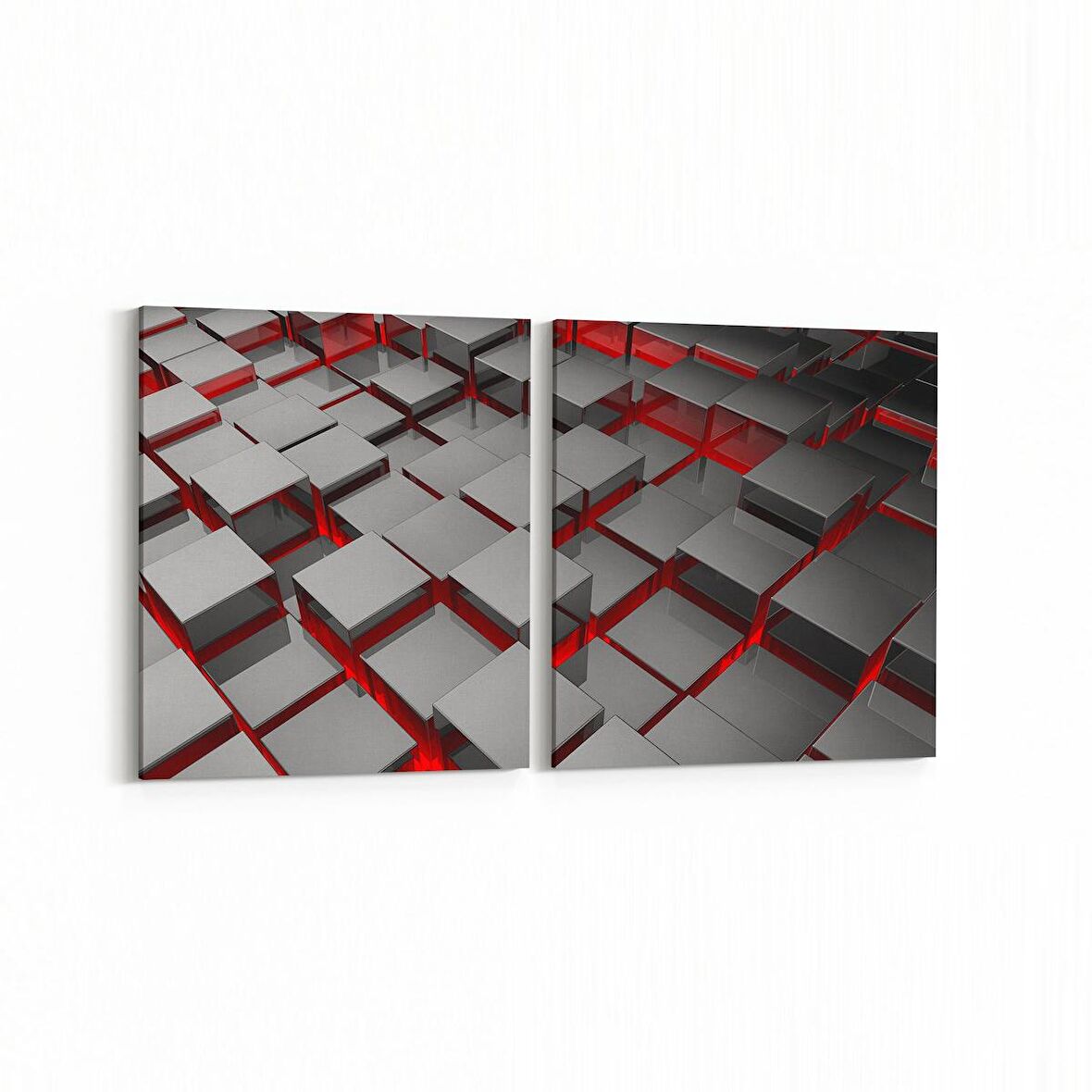 Olla 10053K2Y Abstract 3 Boyut Görsel Kare 2'li Yatay Kanvas Tablo (Ölçü: 85X40)
