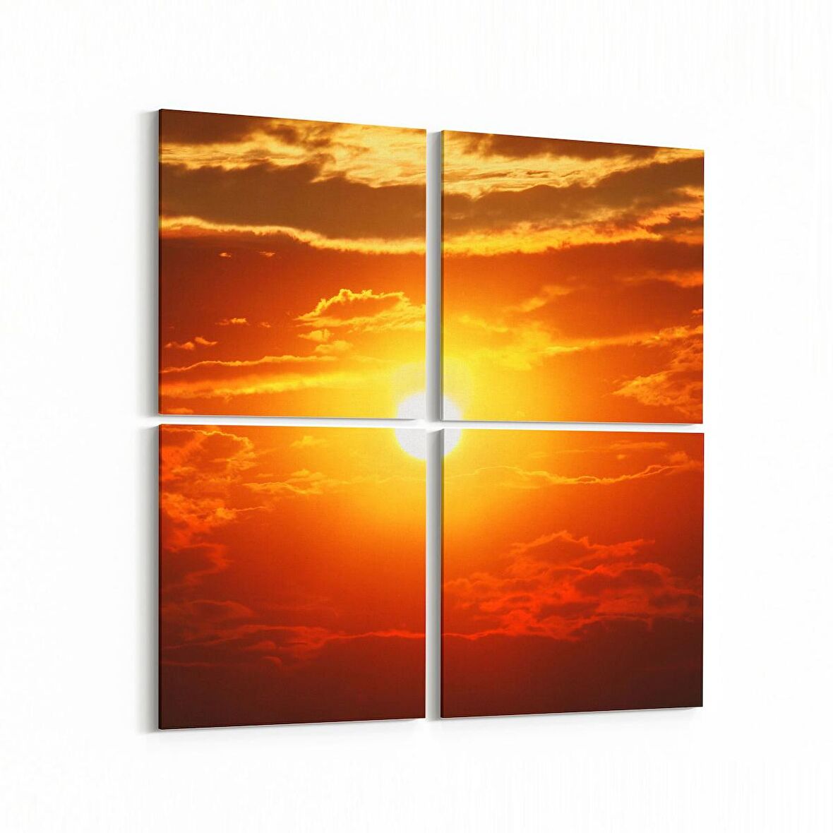 Olla 16016K4 Günbatımı Görseli Kare 4'lü Kanvas Tablo (Ölçü: 145X145)