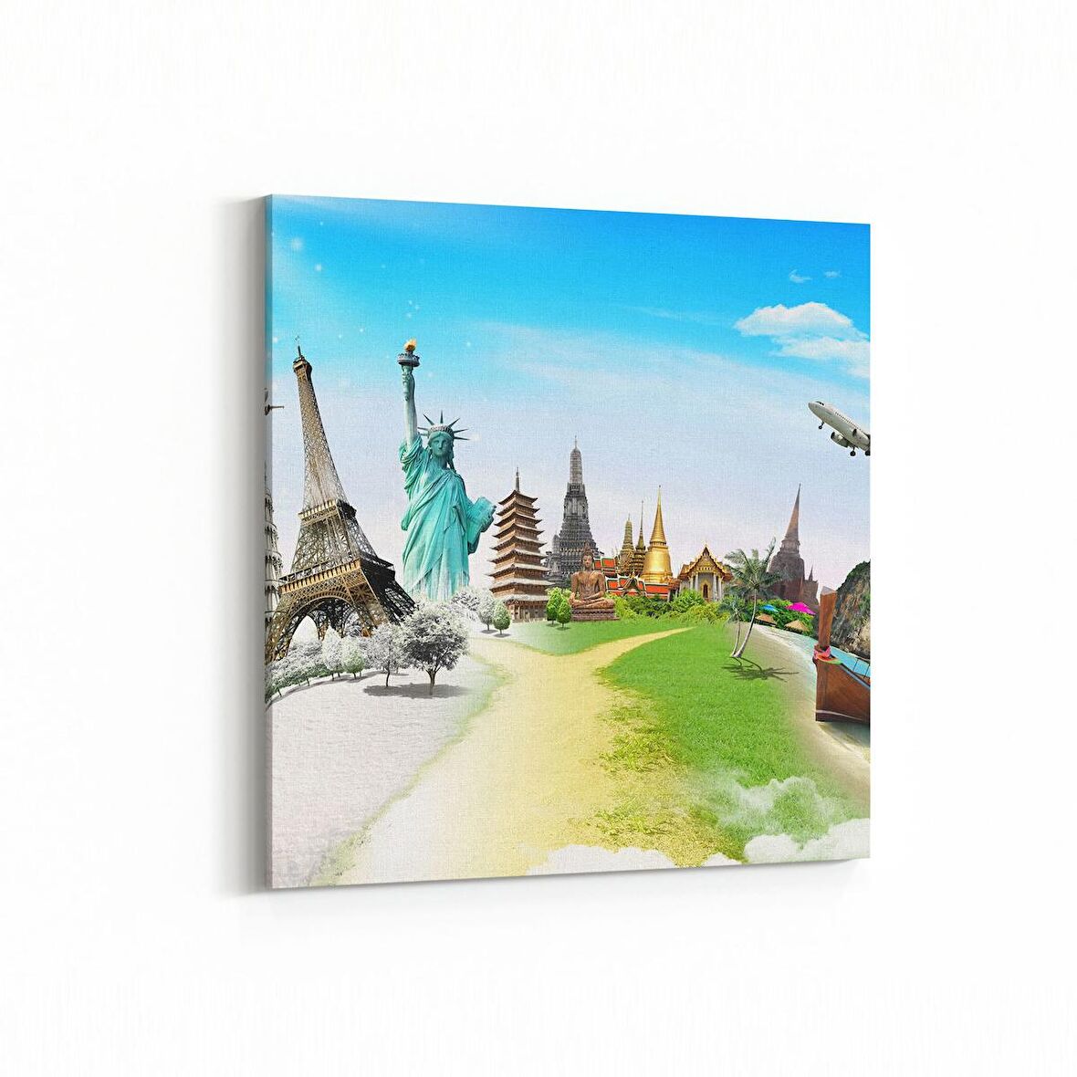 Olla 18389K Yapı Görseli Kare Kanvas Tablo (Ölçü: 25X25)