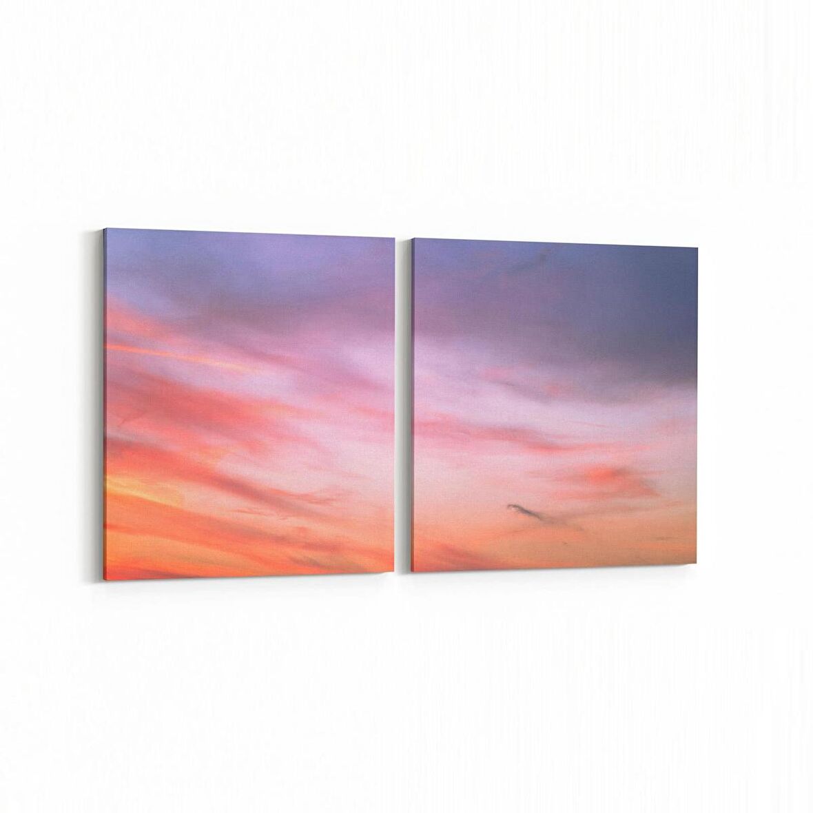 Olla 15929K2Y Günbatımı Görseli Kare 2'li Yatay Kanvas Tablo (Ölçü: 85X40)