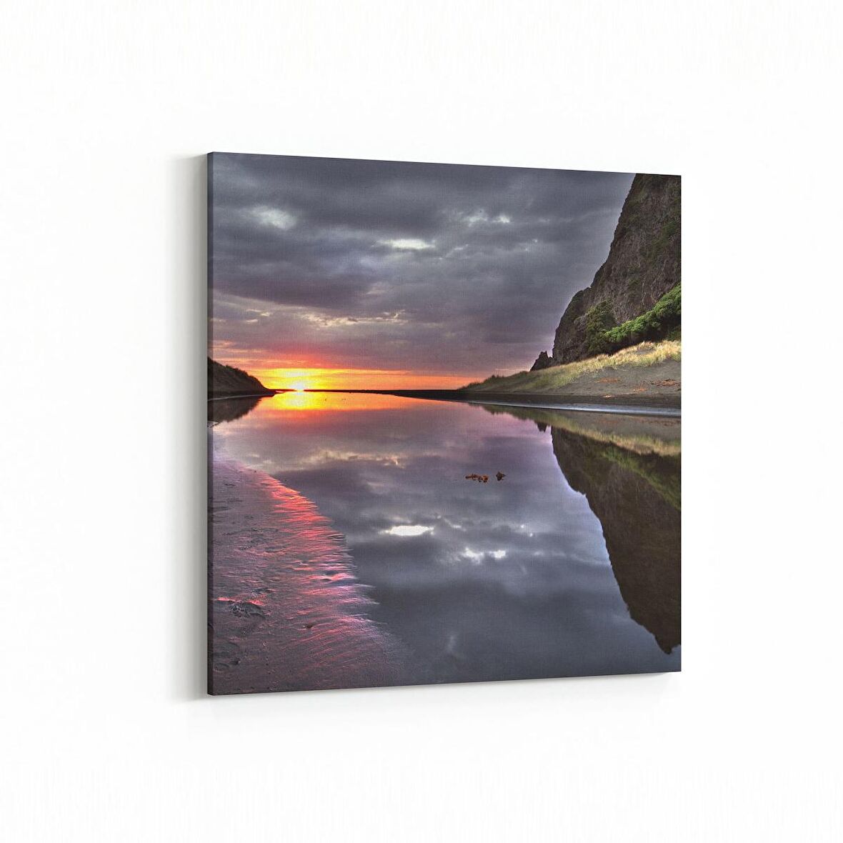 Olla 16042K Günbatımı Görseli Kare Kanvas Tablo (Ölçü: 25X25)